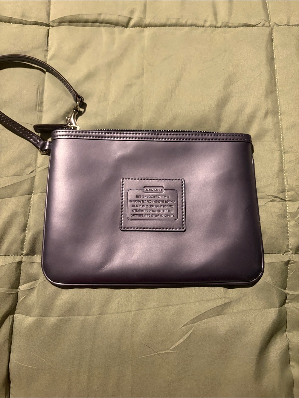 Coach Plum Leather Wristlet Pouch